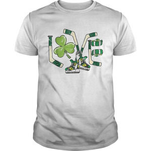 Ice Hockey Love St Patricks Day Cute Gift Goalie Clover Boys Shirt